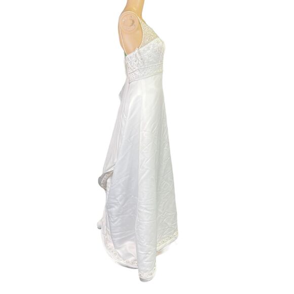 Signature Womens Wedding Dress Gown Beaded Bridal White Sheer Long Train - Picture 8 of 13